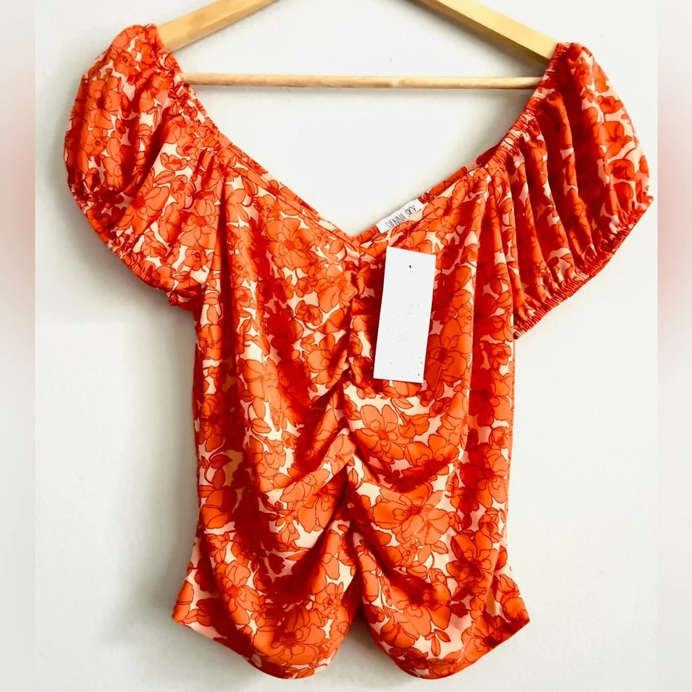 Sienna Sky Orange Ruched Ruffled with Zipper - Picture 3 of 5
